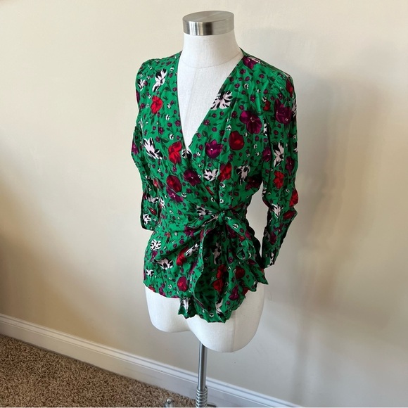 BA&SH Paco Long-Sleeved Floral wrap blouse with V-Neck 17737 - Picture 4 of 10